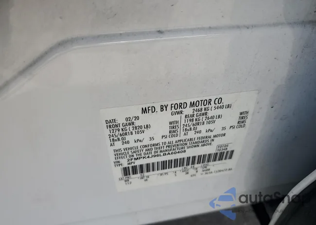 2FMPK4J96LBA60408: 70657605