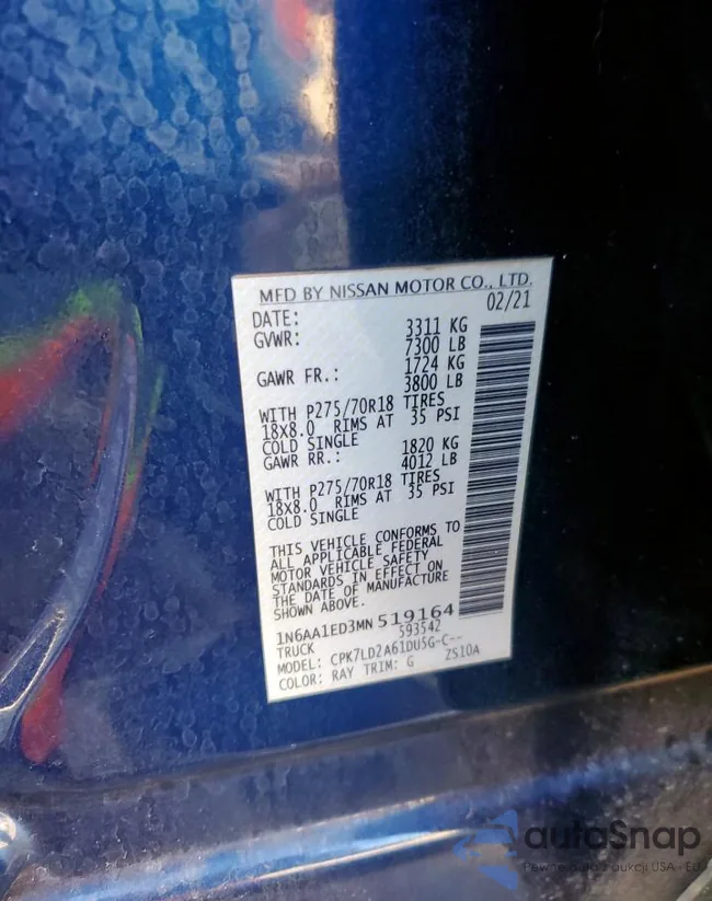 1N6AA1ED3MN519164: 80740515