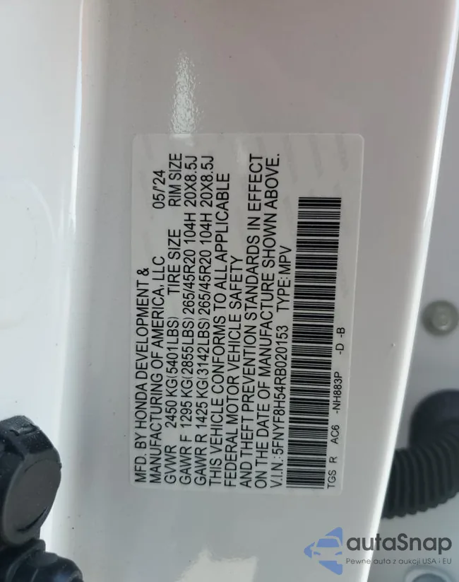 5FNYF8H54RB020153: 84281575