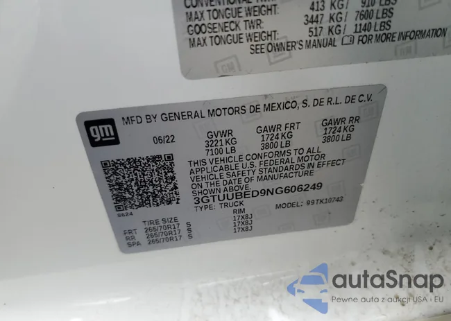 3GTUUBED9NG606249: 81486935