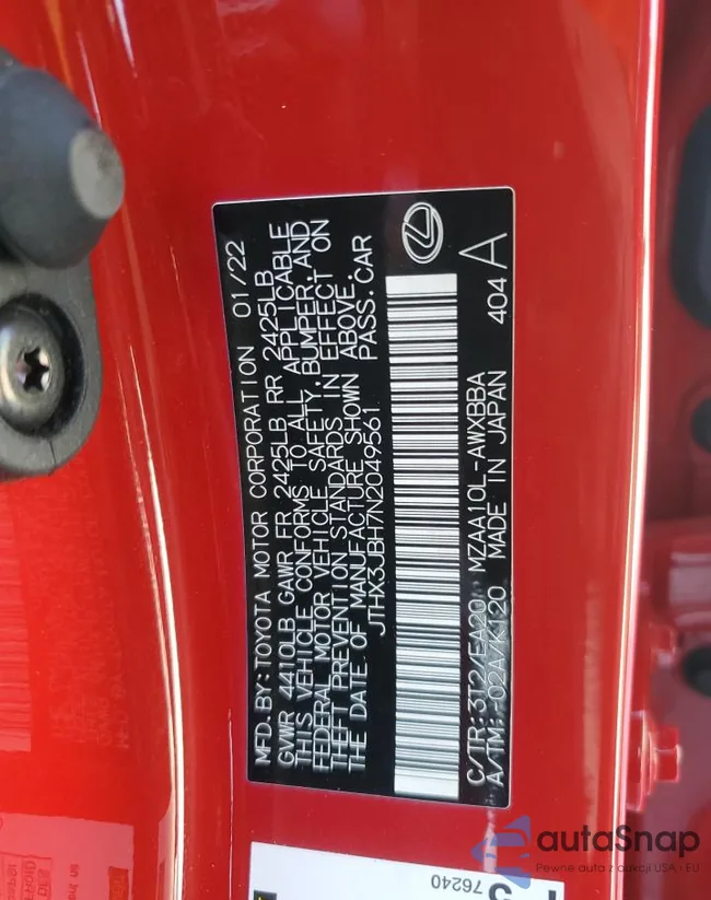 JTHX3JBH7N2049561: 80253265