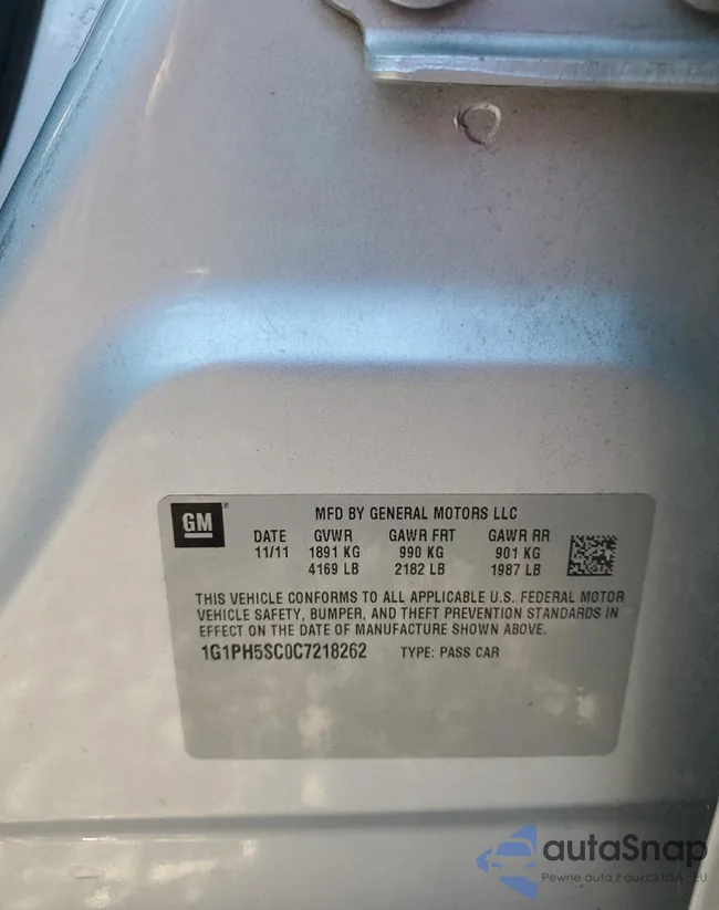 1G1PH5SC0C721826X: 81342345