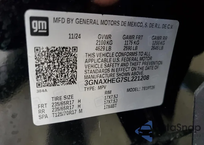 3GNAXHEG7SL221208: 80279605