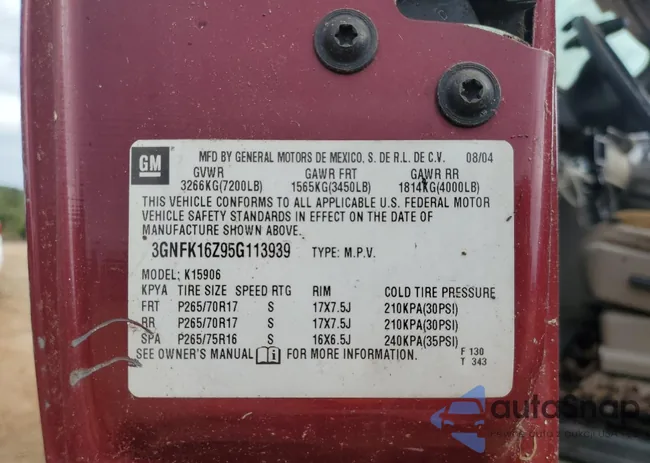 3GNFK16Z95G113939: 81970295