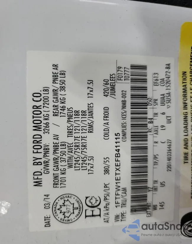 1FTFW1ETXEFB41115: 71325015