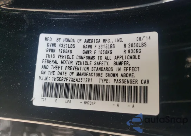 1HGCR2F7XEA251291: 82082315