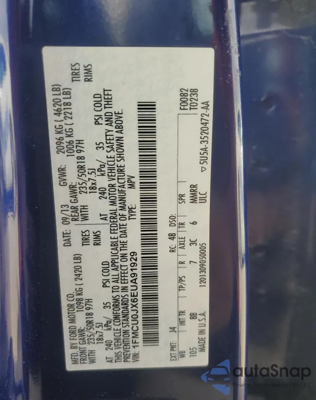 1FMCU0JX6EUA91929: 84657935