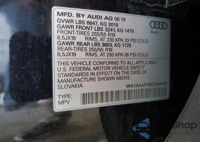 WA1AAAF70KD046428: 82074225