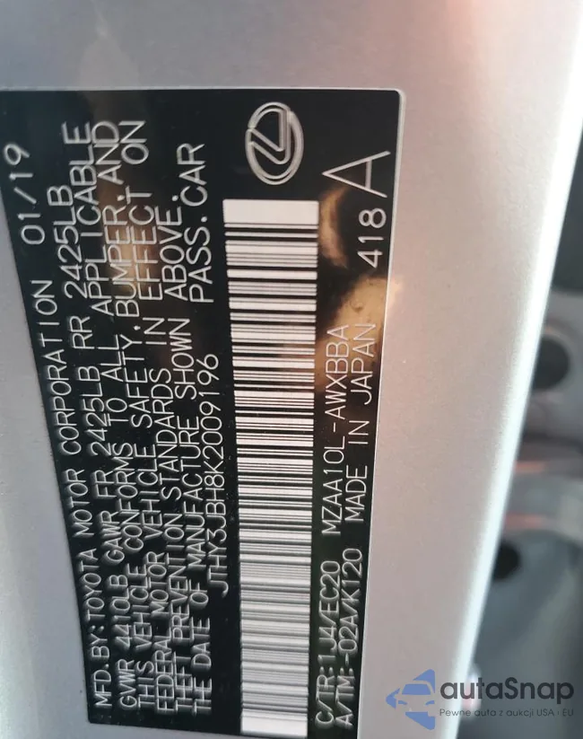 JTHY3JBH8K2009196: 71202995