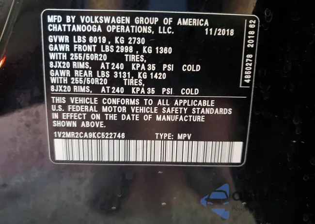 1V2MR2CA9KC522746: 81424125