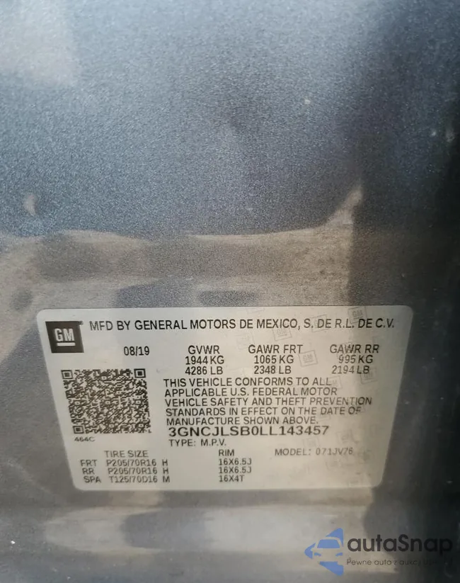 3GNCJLSB0LL143457: 71363995