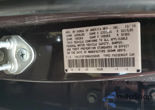 1HGCP2F39BA026665: 83992355