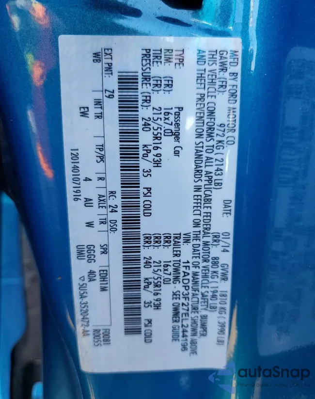 1FADP3F27EL244196: 71421485