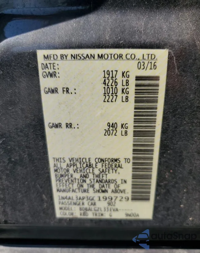 1N4AL3AP3GC199729: 90501655