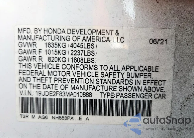 19UDE2F83MA010888: 80754965