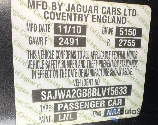 SAJWA2GB8BLV15633: 81280065