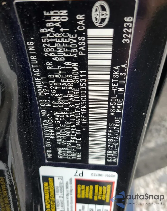 4T1BF1FK5CU035311: 80529785