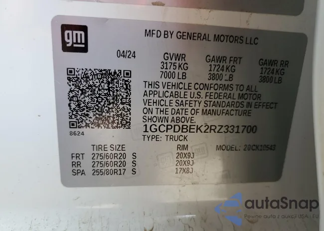 1GCPDBEK2RZ331700: 69776655