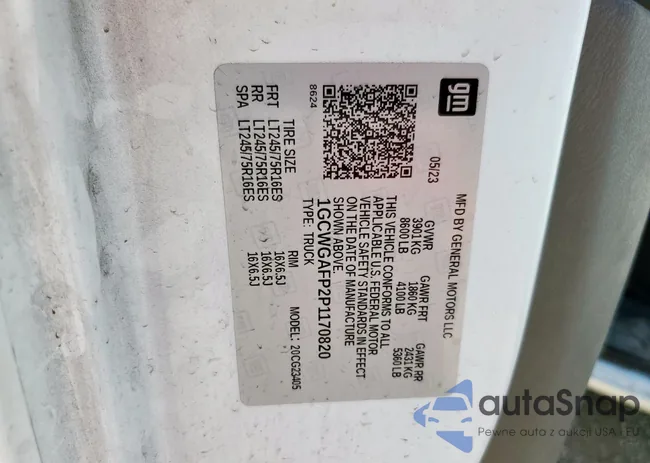 1GCWGAFP2P1170820: 89430715