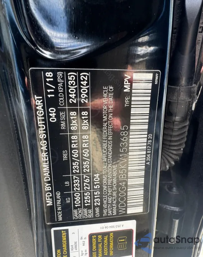 WDC0G4JB5KV153685: 81465705