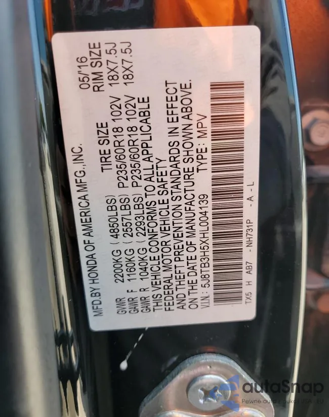 5J8TB3H5XHL004139: 72081435