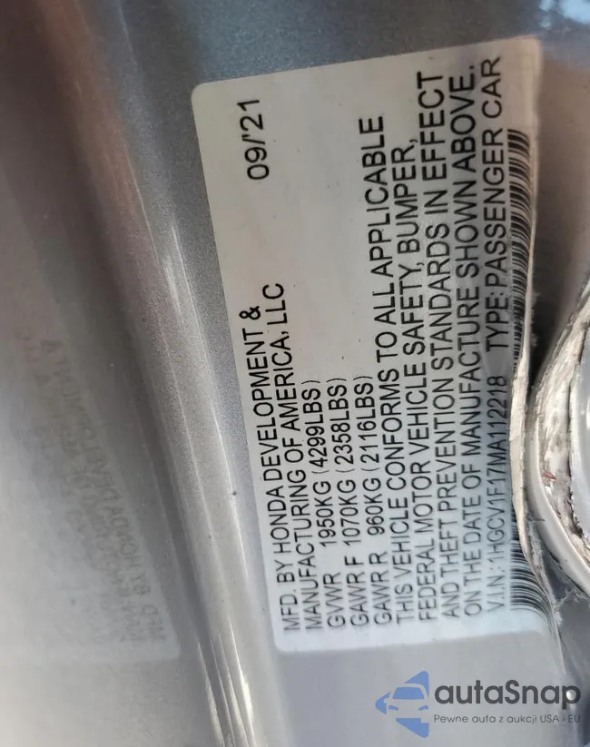 1HGCV1F17MA112218: 84247675