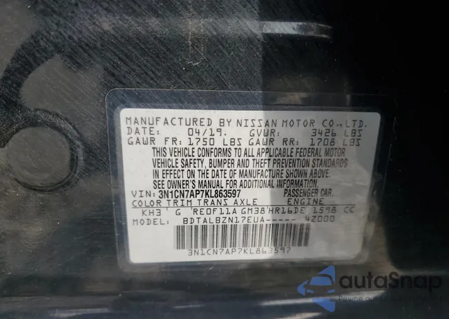 3N1CN7AP7KL863597: 80023695