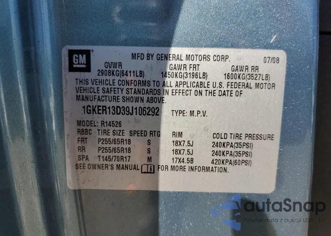 1GKER13D39J106292: 80740505