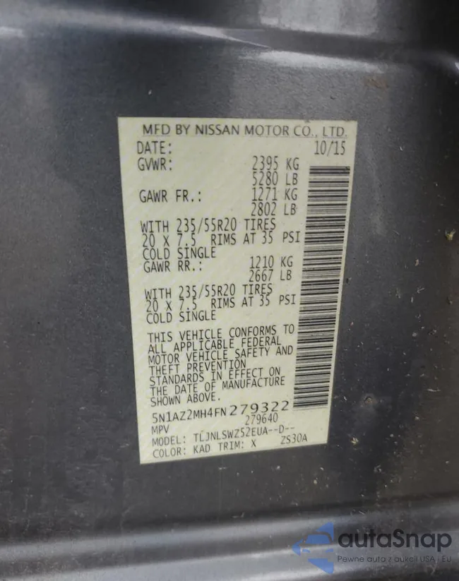 5N1AZ2MH4FN279322: 84429025