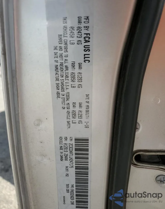 2C3CDXAT1JH247175: 80710535