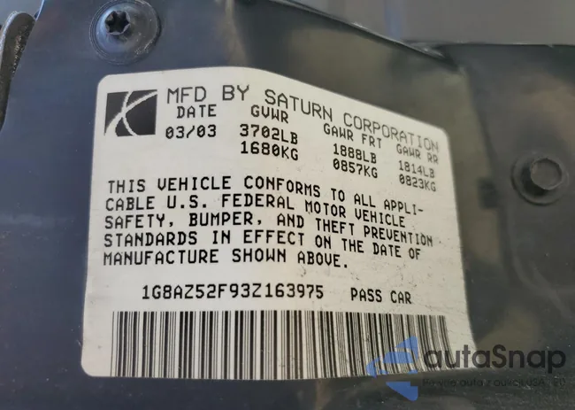 1G8AZ52F93Z163975: 80673845