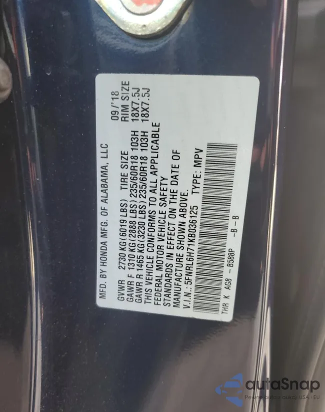 5FNRL6H71KB036125: 69021655