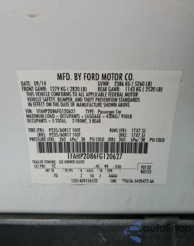 1FAHP2D86FG120627: 84416305