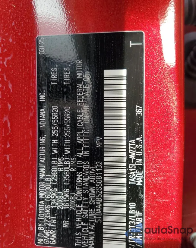 5TDAAAB52SS081132: 84805175