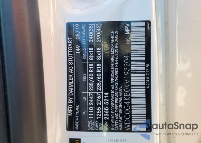 WDC0G4KB0KV193204: 80033965