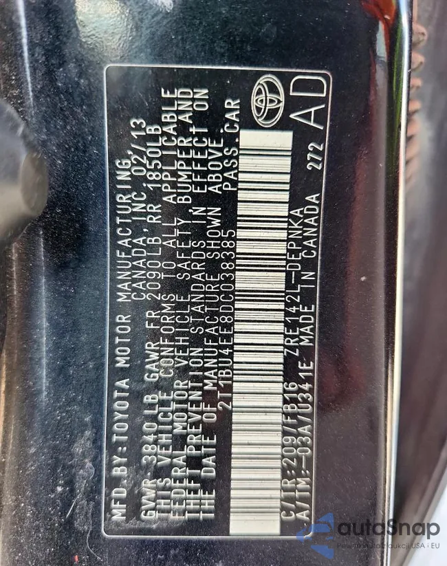 2T1BU4EE8DC038385: 80501515