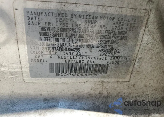 3N1CN7AP0HL854295: 77126654