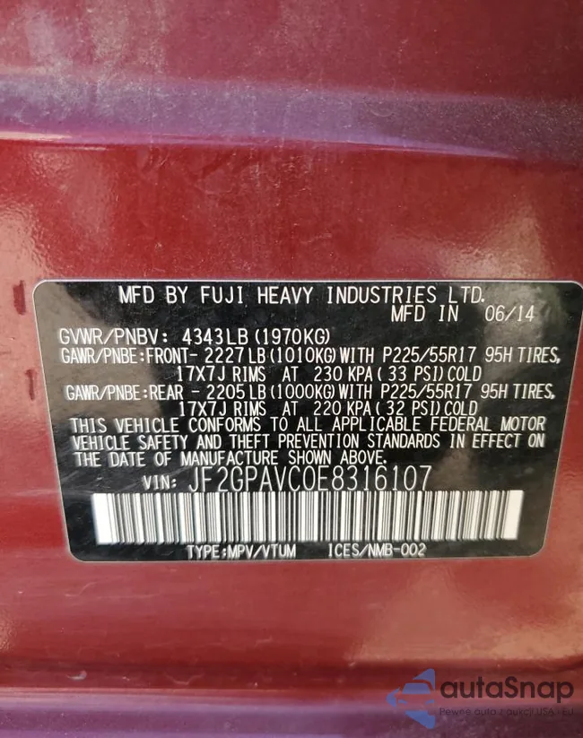 JF2GPAVC0E8316107: 61048815