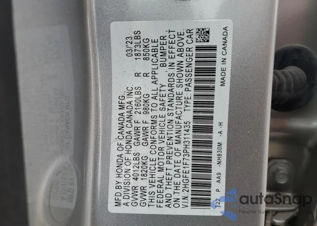 2HGFE1F73PH311435: 75817954