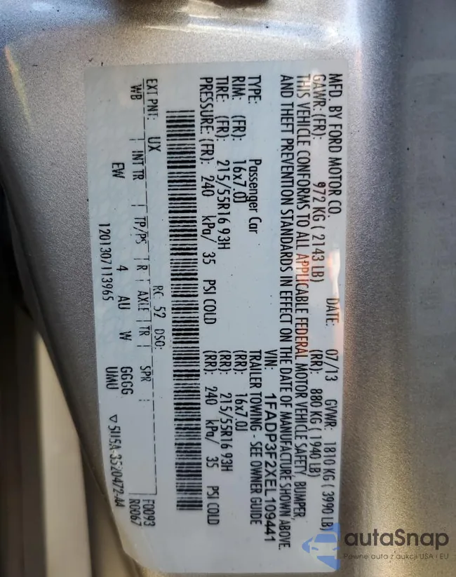 1FADP3F2XEL109441: 73580214