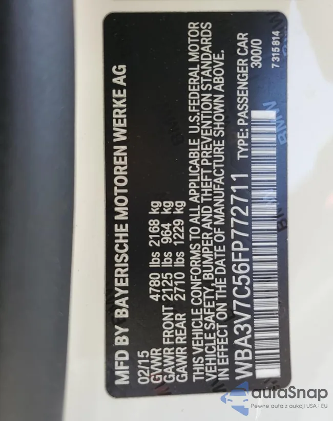 WBA3V7C56FP772711: 87398495