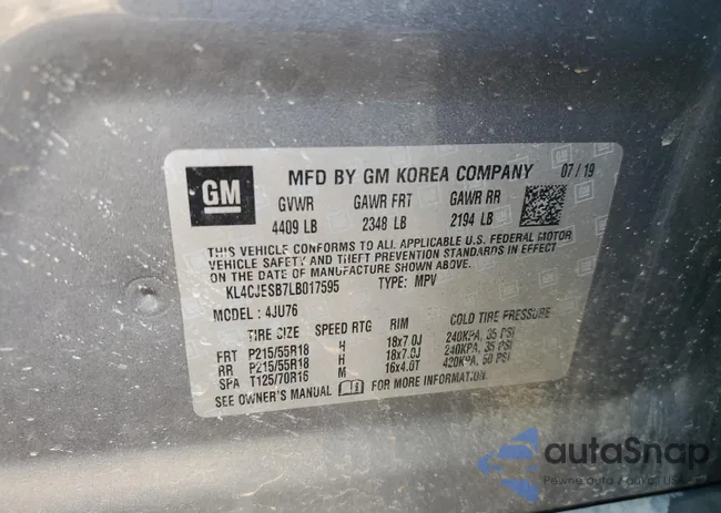 KL4CJESB7LB017595: 84623485