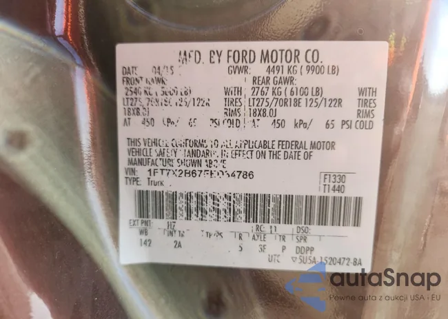 1FT7X2B67FED34786: 85175995