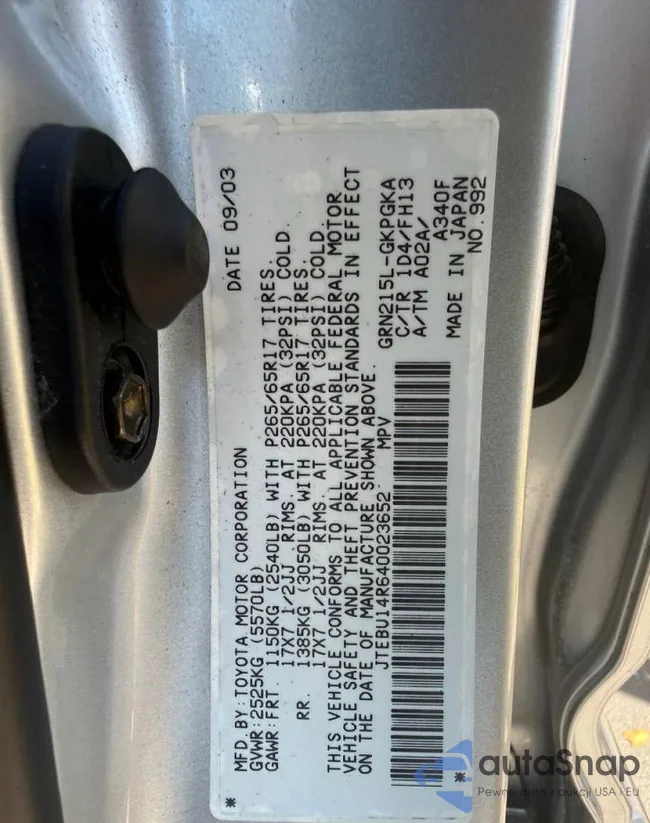 JTEBU14R640023652: 86595325