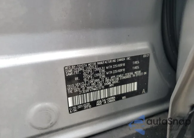 2T3E6RFV7MW023210: 84881925