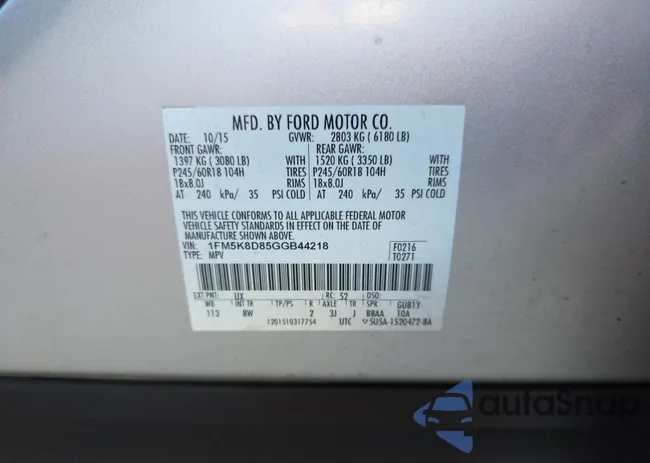 1FM5K8D85GGB44218: 87473965