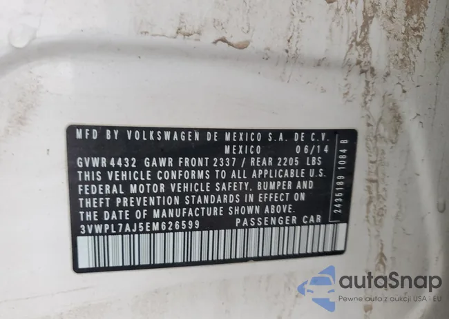 3VWPL7AJ5EM626599: 85853405