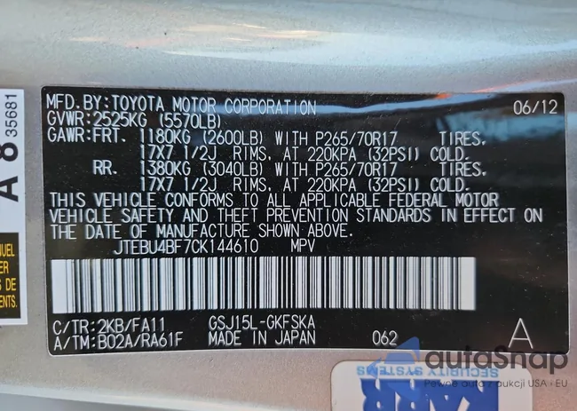 JTEBU4BF7CK144610: 90465585