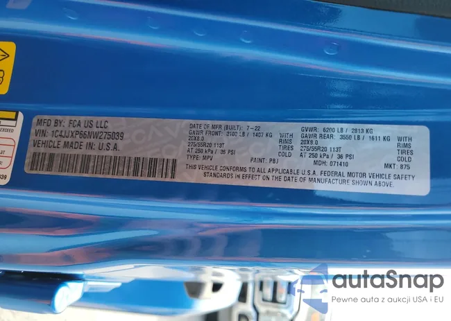 1C4JJXP66NW275039: 89908095