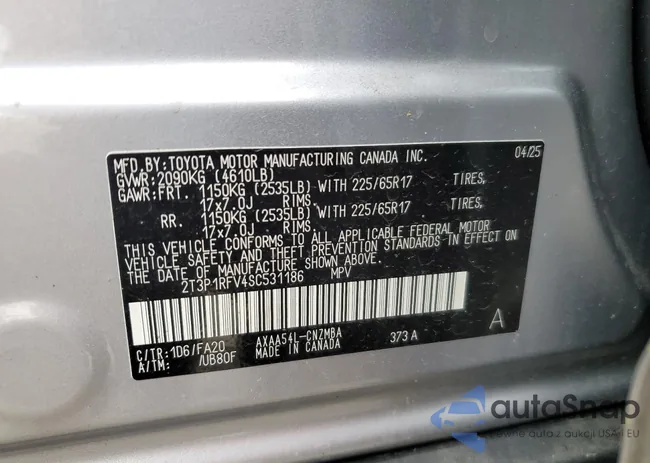 2T3P1RFV4SC531186: 86147245